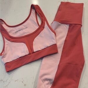 Live The Process Pink Sports Bra/Pant Set bubblegum pink/light pink